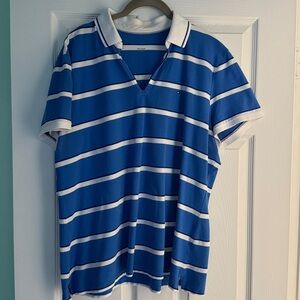 Tommy Hilfiger V-Neck Blue and White Polo